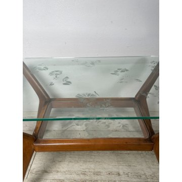 ANTICO TAVOLINO ATTR ICO PARISI LEGNO VETRO ANNI 50 2 RIPIANI DESIGN SMALL TABLE
