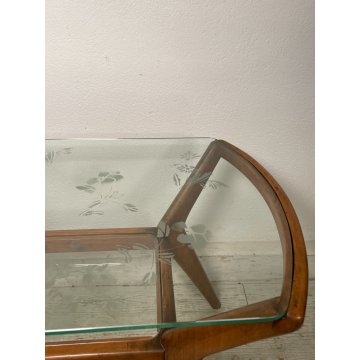 ANTICO TAVOLINO ATTR ICO PARISI LEGNO VETRO ANNI 50 2 RIPIANI DESIGN SMALL TABLE