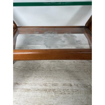 ANTICO TAVOLINO ATTR ICO PARISI LEGNO VETRO ANNI 50 2 RIPIANI DESIGN SMALL TABLE
