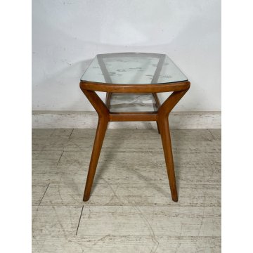 ANTICO TAVOLINO ATTR ICO PARISI LEGNO VETRO ANNI 50 2 RIPIANI DESIGN SMALL TABLE