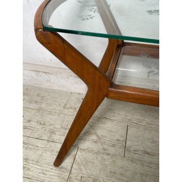ANTICO TAVOLINO ATTR ICO PARISI LEGNO VETRO ANNI 50 2 RIPIANI DESIGN SMALL TABLE