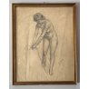 QUADRO DISEGNO MATITA CARTA Gigi Comolli NUDO STUDIO FIGURA FEMMINILE EPOCA '900