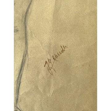 QUADRO DISEGNO MATITA CARTA Gigi Comolli NUDO STUDIO FIGURA FEMMINILE EPOCA '900