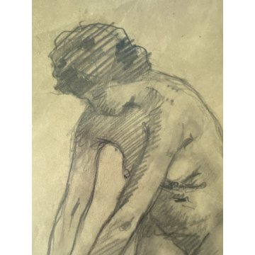 QUADRO DISEGNO MATITA CARTA Gigi Comolli NUDO STUDIO FIGURA FEMMINILE EPOCA '900