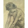 QUADRO DISEGNO MATITA CARTA Gigi Comolli NUDO STUDIO FIGURA FEMMINILE EPOCA '900