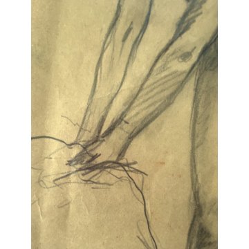 QUADRO DISEGNO MATITA CARTA Gigi Comolli NUDO STUDIO FIGURA FEMMINILE EPOCA '900