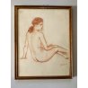 QUADRO DISEGNO SANGUIGNA CARTA Gigi Comolli STUDIO FIGURA NUDO FEMMINILE EPOCA