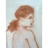 QUADRO DISEGNO SANGUIGNA CARTA Gigi Comolli STUDIO FIGURA NUDO FEMMINILE EPOCA