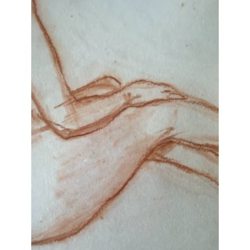 QUADRO DISEGNO SANGUIGNA CARTA Gigi Comolli STUDIO FIGURA NUDO FEMMINILE EPOCA