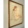 QUADRO DISEGNO SANGUIGNA CARTA Gigi Comolli STUDIO FIGURA NUDO FEMMINILE EPOCA