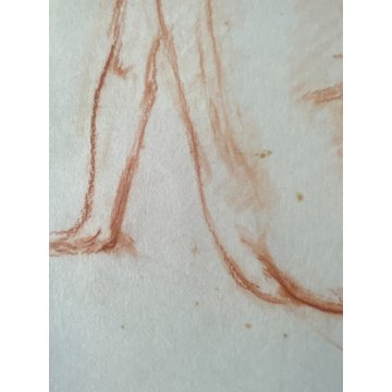 QUADRO DISEGNO SANGUIGNA CARTA Gigi Comolli STUDIO FIGURA NUDO FEMMINILE EPOCA