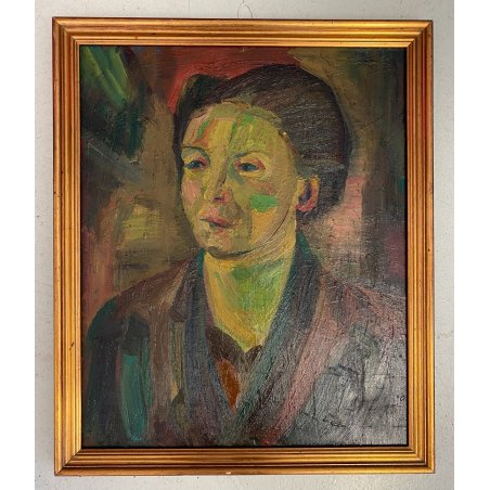 DIPINTO OLIO Corrado Selvini RITRATTO Zia Matilde FIGURA FEMMINILE ASTRATTO '47