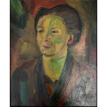 DIPINTO OLIO Corrado Selvini RITRATTO Zia Matilde FIGURA FEMMINILE ASTRATTO '47