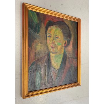 DIPINTO OLIO Corrado Selvini RITRATTO Zia Matilde FIGURA FEMMINILE ASTRATTO '47