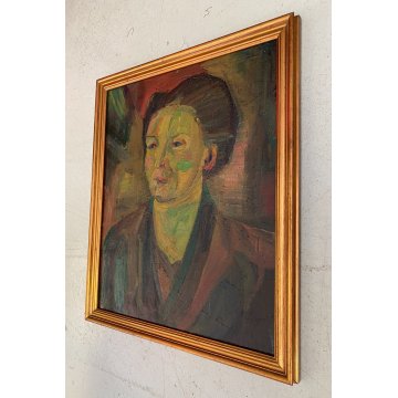 DIPINTO OLIO Corrado Selvini RITRATTO Zia Matilde FIGURA FEMMINILE ASTRATTO '47