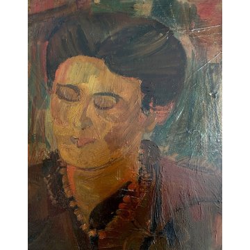 DIPINTO OLIO FAESITE Corrado Selvini RITRATTO DONNA FIGURA FEMMINILE ASTRATTO