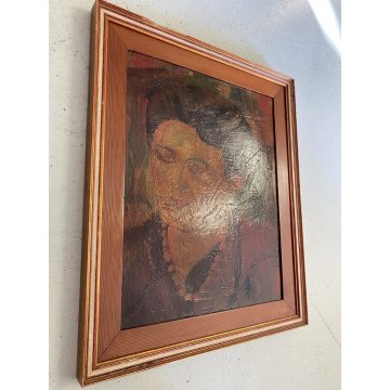 DIPINTO OLIO FAESITE Corrado Selvini RITRATTO DONNA FIGURA FEMMINILE ASTRATTO