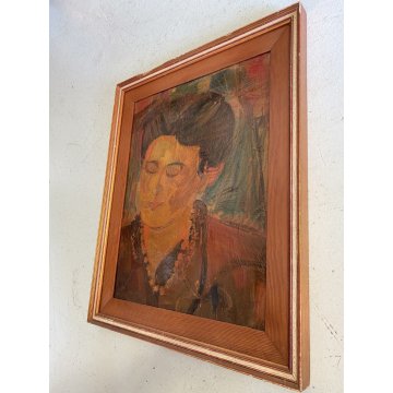 DIPINTO OLIO FAESITE Corrado Selvini RITRATTO DONNA FIGURA FEMMINILE ASTRATTO