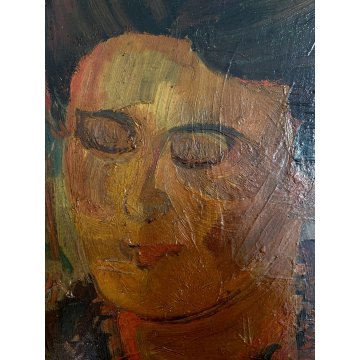 DIPINTO OLIO FAESITE Corrado Selvini RITRATTO DONNA FIGURA FEMMINILE ASTRATTO