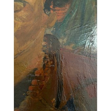 DIPINTO OLIO FAESITE Corrado Selvini RITRATTO DONNA FIGURA FEMMINILE ASTRATTO
