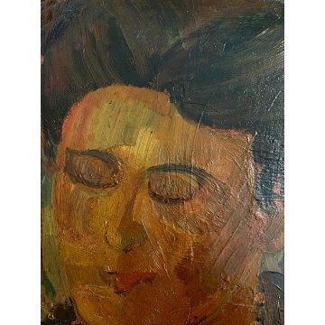 DIPINTO OLIO FAESITE Corrado Selvini RITRATTO DONNA FIGURA FEMMINILE ASTRATTO