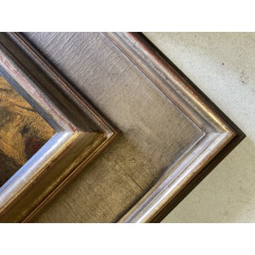 DIPINTO OLIO TAVOLA Walter Krebs SCENA GENERE MACABRO SCHELETRO FALCE SWISSE '40