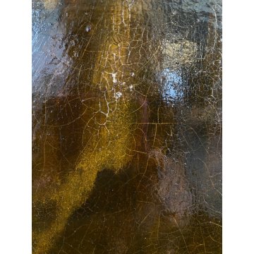 DIPINTO OLIO TAVOLA Walter Krebs SCENA GENERE MACABRO SCHELETRO FALCE SWISSE '40