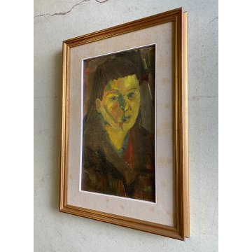 DIPINTO OLIO Corrado Selvini RITRATTO FIGURA GIOVANE DONNA  ASTRATTO '47