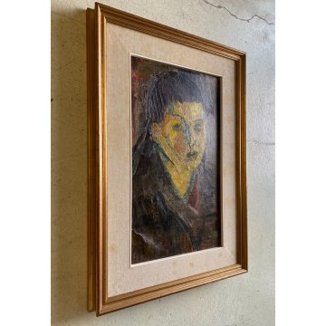 DIPINTO OLIO Corrado Selvini RITRATTO FIGURA GIOVANE DONNA  ASTRATTO '47