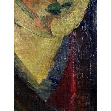 DIPINTO OLIO Corrado Selvini RITRATTO FIGURA GIOVANE DONNA  ASTRATTO '47