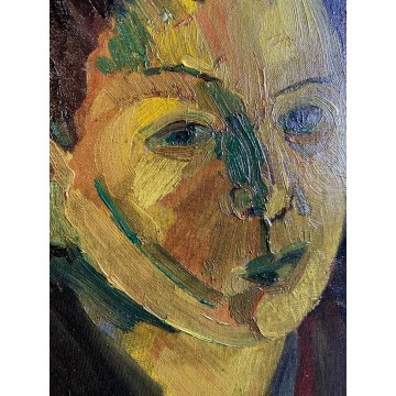 DIPINTO OLIO Corrado Selvini RITRATTO FIGURA GIOVANE DONNA  ASTRATTO '47