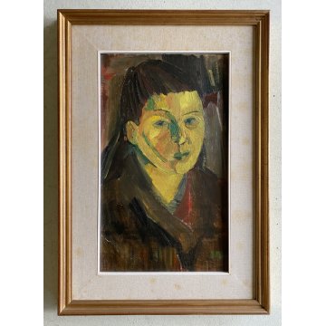 DIPINTO OLIO Corrado Selvini RITRATTO FIGURA GIOVANE DONNA  ASTRATTO '47