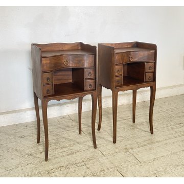 ANTICA COPPIA COMODINI FRANCESI LEGNO PRIMI 1900 MENSOLA COMODINO CASSETTI EPOCA