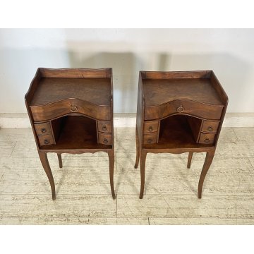 ANTICA COPPIA COMODINI FRANCESI LEGNO PRIMI 1900 MENSOLA COMODINO CASSETTI EPOCA
