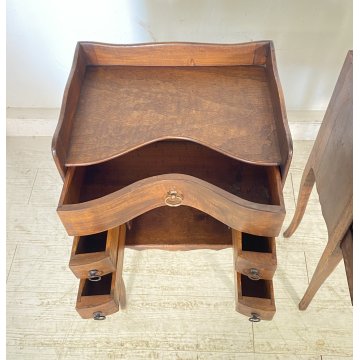 ANTICA COPPIA COMODINI FRANCESI LEGNO PRIMI 1900 MENSOLA COMODINO CASSETTI EPOCA