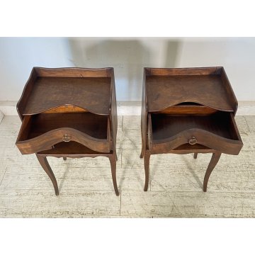 ANTICA COPPIA COMODINI FRANCESI LEGNO PRIMI 1900 MENSOLA COMODINO CASSETTI EPOCA