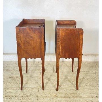ANTICA COPPIA COMODINI FRANCESI LEGNO PRIMI 1900 MENSOLA COMODINO CASSETTI EPOCA