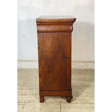 ANTICO COMODINO CAPPUCCINO LEGNO MASSELLO NOCE CASSETTO ANTA SINGOLA EPOCA 1800