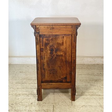 ANTICO COMODINO CAPPUCCINO LEGNO MASSELLO NOCE CASSETTO ANTA SINGOLA EPOCA 1800