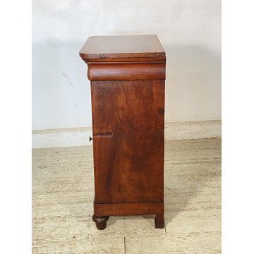 ANTICO COMODINO CAPPUCCINO LEGNO MASSELLO NOCE CASSETTO ANTA SINGOLA EPOCA 1800