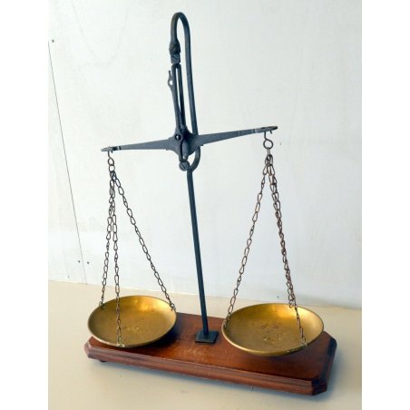 ANTICA BILANCIA 2 PIATTI FARMACISTA POSTA CUCINA PESA EPOCA SABAUDA 1800 FERRO