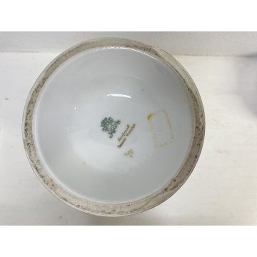 VASO VINTAGE PORCELLANA Roloff Münster AZZURRO DECORO FLOREALE ORO GERMANY '50