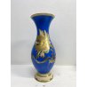 VASO VINTAGE PORCELLANA Roloff Münster AZZURRO DECORO FLOREALE ORO GERMANY '50