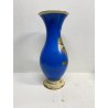 VASO VINTAGE PORCELLANA Roloff Münster AZZURRO DECORO FLOREALE ORO GERMANY '50