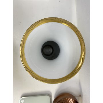 VASO VINTAGE PORCELLANA Roloff Münster AZZURRO DECORO FLOREALE ORO GERMANY '50