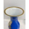 VASO VINTAGE PORCELLANA Roloff Münster AZZURRO DECORO FLOREALE ORO GERMANY '50