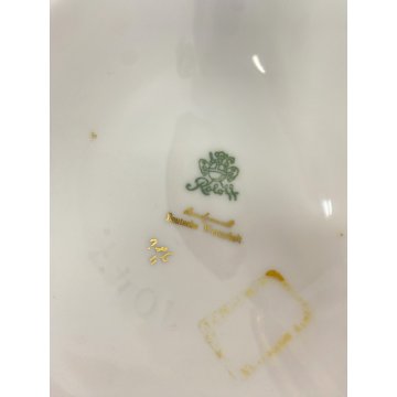 VASO VINTAGE PORCELLANA Roloff Münster AZZURRO DECORO FLOREALE ORO GERMANY '50