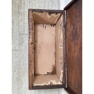 ANTICA PICCOLA CASSAPANCA legno PIOPPO 61 cm epoca 1800 OLD WOOD CHEST FORMELLA