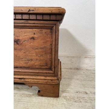 ANTICA PICCOLA CASSAPANCA legno PIOPPO 61 cm epoca 1800 OLD WOOD CHEST FORMELLA