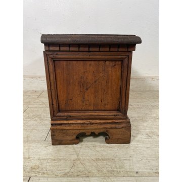 ANTICA PICCOLA CASSAPANCA legno PIOPPO 61 cm epoca 1800 OLD WOOD CHEST FORMELLA